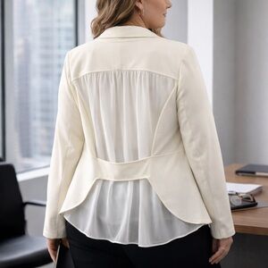 Italian Cream Blazer with Chiffon Back Panel | Patrizia Luca Milano | XL